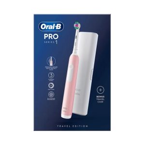 مسواک برقی صورتی Oral-B مدل Pro Series 1 با کیف مسافرتی